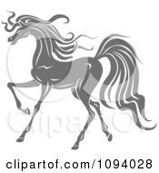 Poster, Art Print Of Gray Trotting Horse