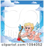 Poster, Art Print Of Valentine Cupid And Sky Frame With White Copyspace