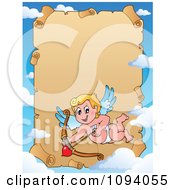 Poster, Art Print Of Valentine Cupid And Sky Frame With Parchment Copyspace