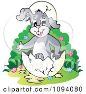 Clipart Easter Bunny In An Egg Shell Royalty Free Vector Illustration