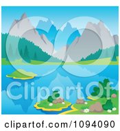 Poster, Art Print Of Summer Mountain Landscape With A Still Lake
