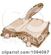 Clipart Antique Quill Pen And Open Book Royalty Free Vector Illustration by visekart #COLLC1094097-0161