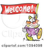Poster, Art Print Of Clown Carrying A Welcome Banner
