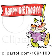 Poster, Art Print Of Clown Carrying A Happy Birthday Banner