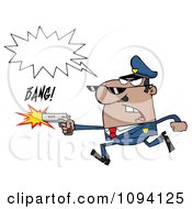 Poster, Art Print Of Male African American Police Officer Running With A Gun