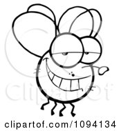 Clipart Outlined Grinning Fly Royalty Free Vector Illustration by Hit Toon
