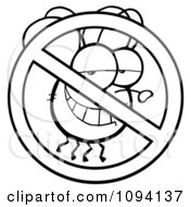 Clipart Outlined Restricted Symbol Over A Grinning Fly Royalty Free Vector Illustration by Hit Toon