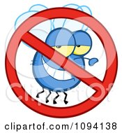 Clipart Restricted Symbol Over A Grinning Fly Royalty Free Vector Illustration