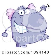 Happy Purple Elephant Walking Upright And Waving