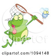 Poster, Art Print Of Green Frog Catching A Bug With A Net