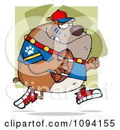 Poster, Art Print Of Brown Bull Dog Football Player Running