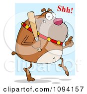 Clipart Whispering Bulldog Sneaking Around On Tip Toes With A Bat Royalty Free Vector Illustration