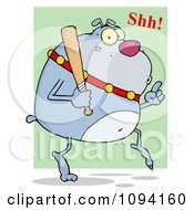 Clipart Grey Bulldog Sneaking Around On Tip Toes With A Bat Royalty Free Vector Illustration