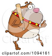 Poster, Art Print Of Brown Bulldog Sneaking Around On Tip Toes With A Bat