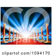Clipart Blue Light Shining Over A Red Carpet Royalty Free Vector Illustration by AtStockIllustration