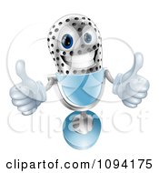 Poster, Art Print Of 3d Silver And Blue Microphone Holding Two Thumbs Up