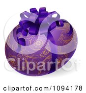 Poster, Art Print Of 3d Purple Easter Egg With An Ornate Floral Pattern And Bow