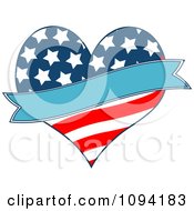 Poster, Art Print Of Patriotic American Heart With A Blue Banner