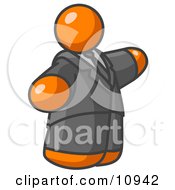 Orange Business Man In A Suit And Tie