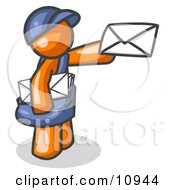Orange Mail Man Delivering A Letter