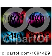 Poster, Art Print Of Silhouetted Dance Teams Over Colorful Blue And Red Backgrounds