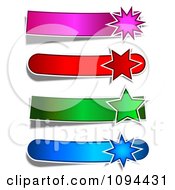 Clipart Four Pink Red Green And Blue Star Burst Banners Royalty Free Vector Illustration