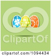 Clipart Three Easter Eggs Inserted In A Slot On Green Dots Royalty Free Vector Illustration
