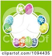 Poster, Art Print Of Colorful Easter Eggs Forming A Circular Frame Over Green