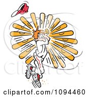 Clipart Baseball Player Twisting Himself In A Strong Swing Royalty Free Vector Illustration
