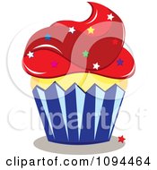 Poster, Art Print Of American Cupcake With Red Frosting And Star Sprinkles