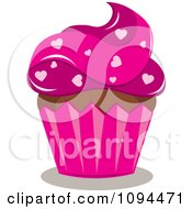 Poster, Art Print Of Valentine Cupcake With Pink Frosting And Heart Sprinkles