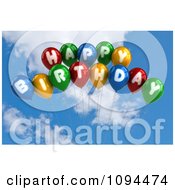 Poster, Art Print Of 3d Colorful Happy Birthday Balloons In The Sky