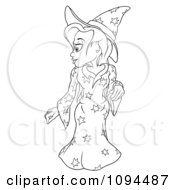 Poster, Art Print Of Outlined Witch In A Star Outfit Looking Over Her Shoulder