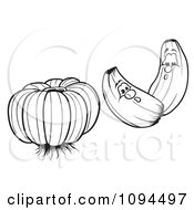 Clipart Outlined Garlic Head And Cloves Royalty Free Vector Illustration