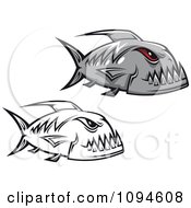 Gray And Black And White Piranha Fish
