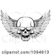 Clipart Evil Winged Skull Black And White Royalty Free Vector Illustration by Vector Tradition SM