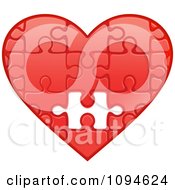 Poster, Art Print Of Red Puzzle Heart With One Missing Piece
