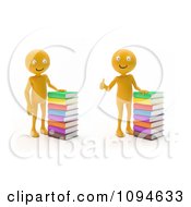 Poster, Art Print Of 3d Orange Men With Stacks Of Books