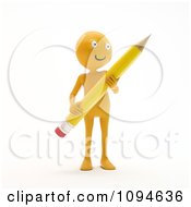 Poster, Art Print Of 3d Orange Man Holding A Pencil 1
