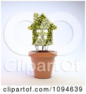 Poster, Art Print Of 3d House Shaped Plant In A Terra Cotta Pot