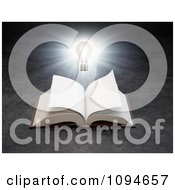 Clipart 3d Light Bulb Shining Over An Open Book Royalty Free CGI Illustration