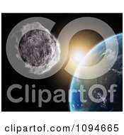 Poster, Art Print Of 3d Asteroid Floating Towards Earth