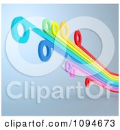 Poster, Art Print Of 3d Rainbow Lines With Circle Tips On A Shaded Background