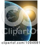 Poster, Art Print Of The Sun Rising Over A 3d American Earth