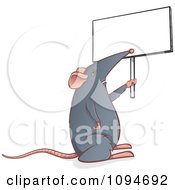 Poster, Art Print Of Gray Mouse Holding Up A Sign