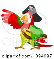 Poster, Art Print Of Parrot Pirate Lifting A Wing