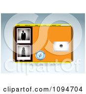 Poster, Art Print Of Orange Media Player Compass And People Website Template Design