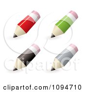 Clipart 3d Red Green Black And Gray Pencils Royalty Free Vector Illustration