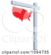Poster, Art Print Of Red Real Estate Usa Map Sign