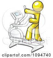 Poster, Art Print Of Yellow Man Exercising On A Cross Trainer